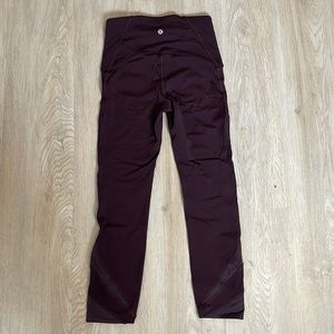 Lululemon Free To Speed HR Run Luxtreme 7/8 length pants. Oxblood size 4